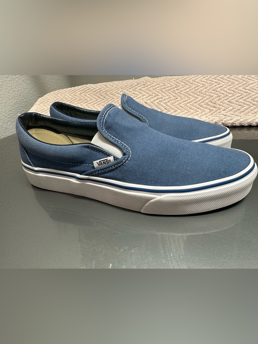Vans Blue Canvas Slip-On Loafers